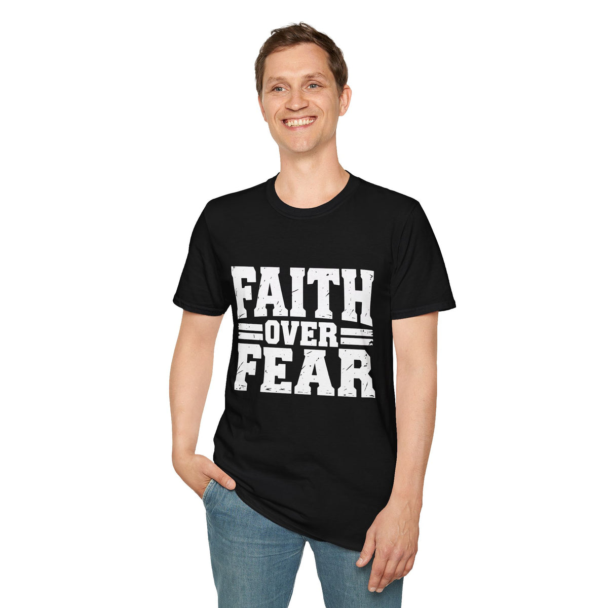 Faith Over Fear Men’s Christian T-Shirt – Inspirational Faith Tee