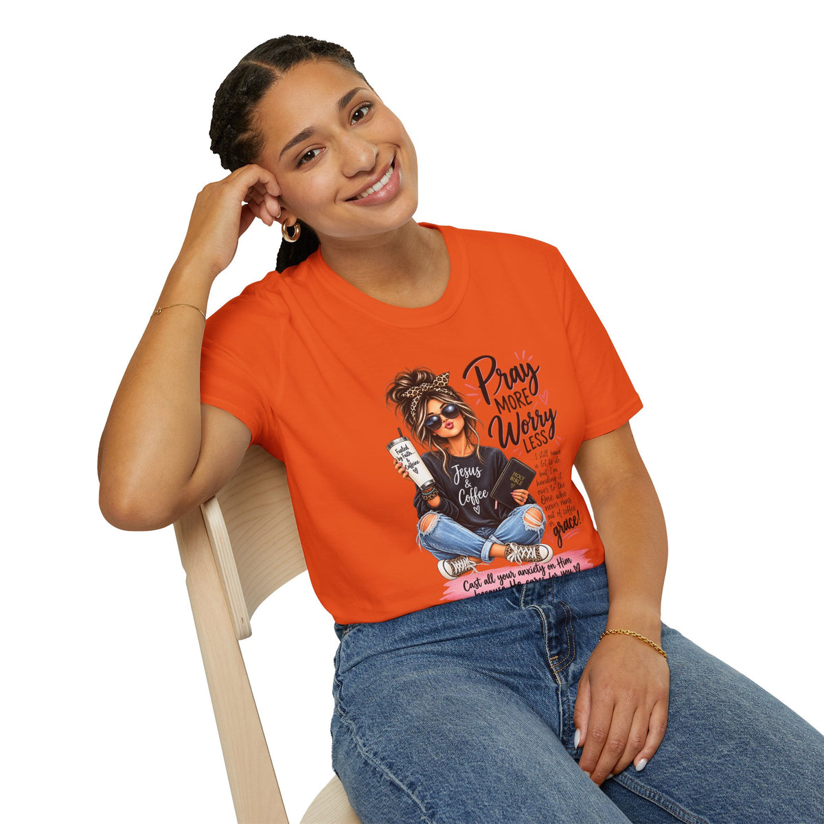 Pray More, Worry Less Christian T-Shirt