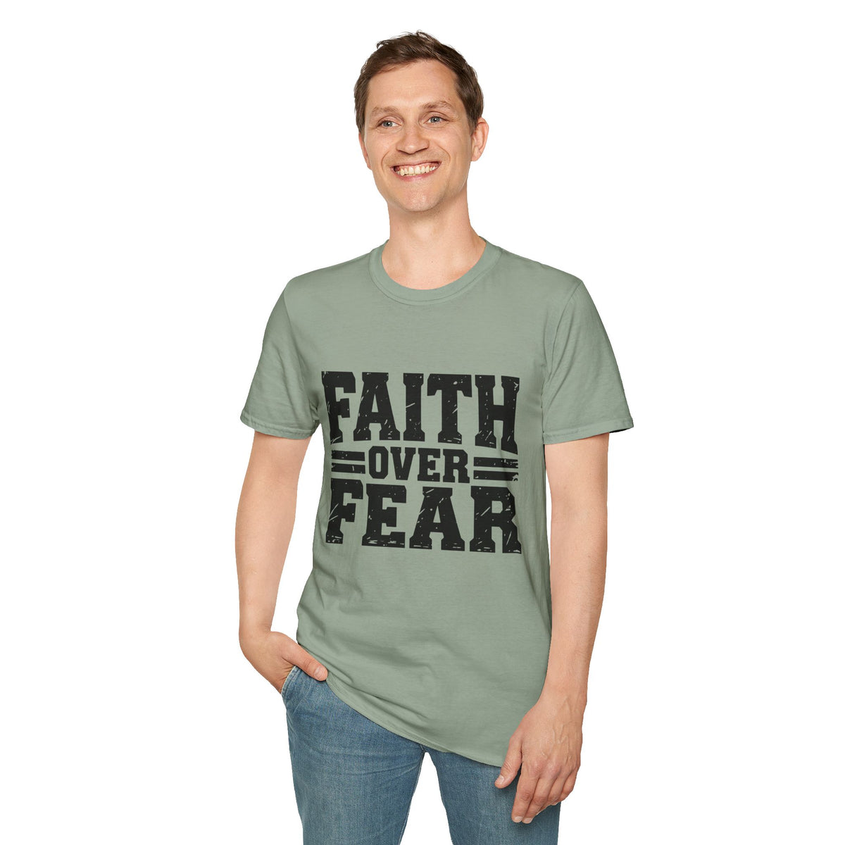 Faith Over Fear Men’s Christian T-Shirt – Inspirational Faith Tee