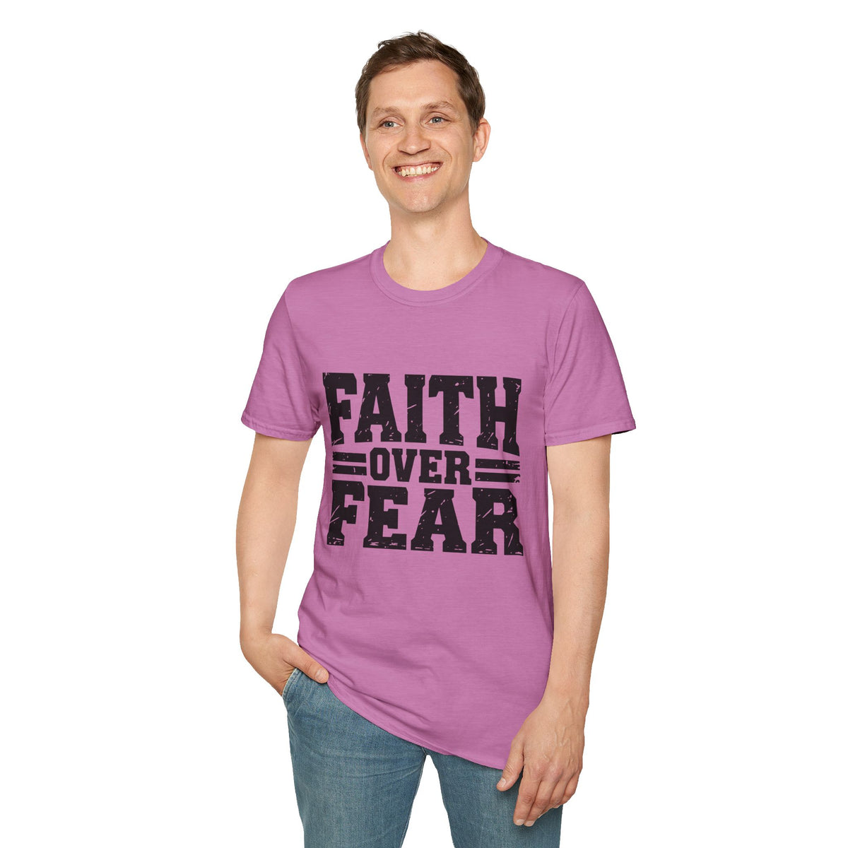 Faith Over Fear Men’s Christian T-Shirt – Inspirational Faith Tee
