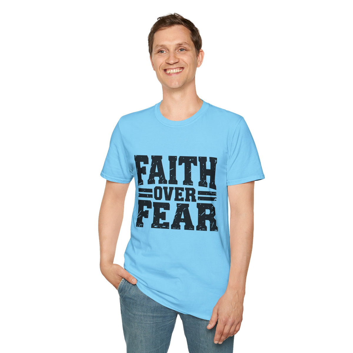 Faith Over Fear Men’s Christian T-Shirt – Inspirational Faith Tee