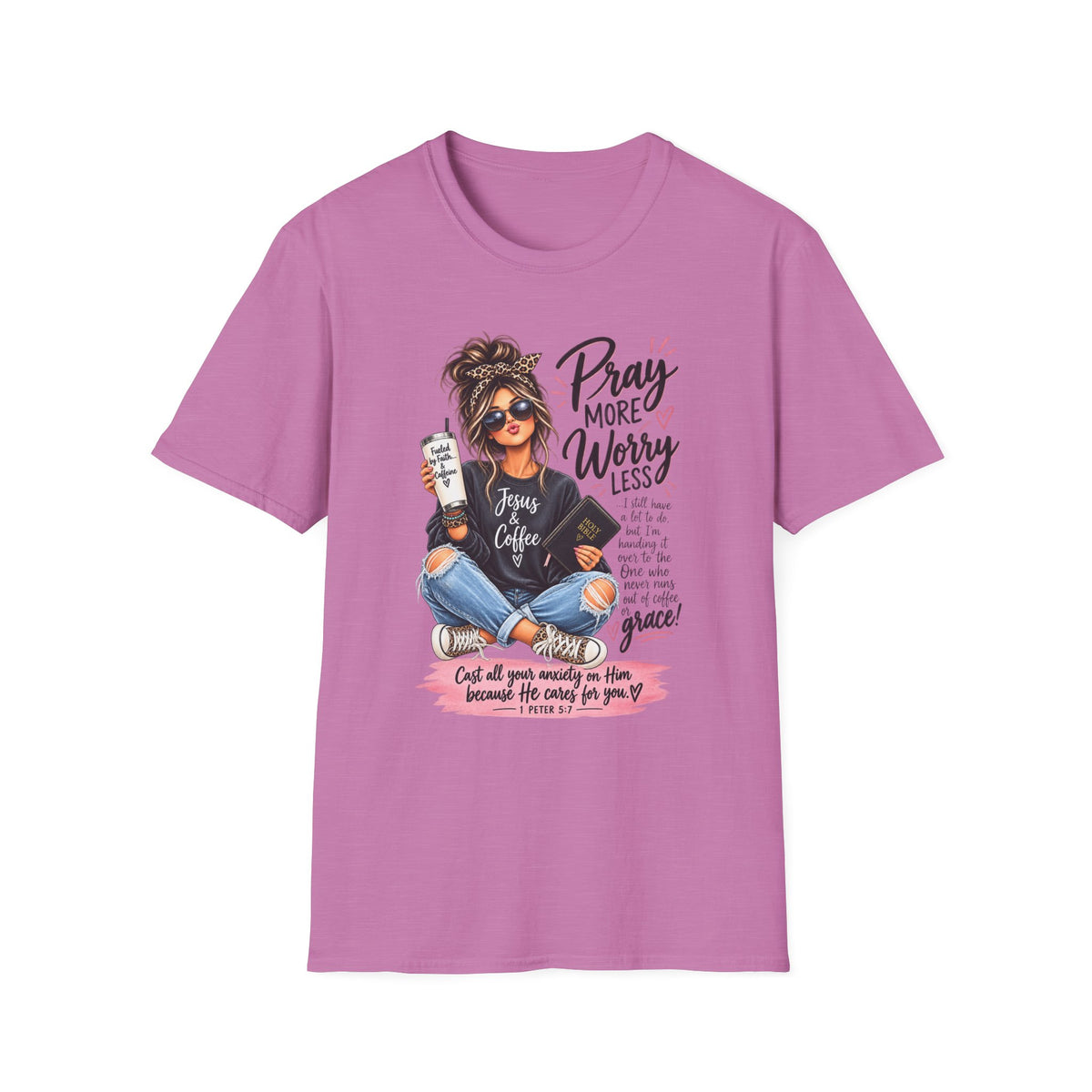 Pray More, Worry Less Christian T-Shirt