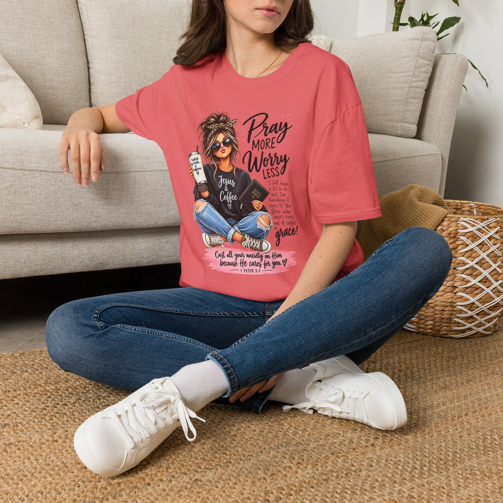 Pray More, Worry Less Christian T-Shirt