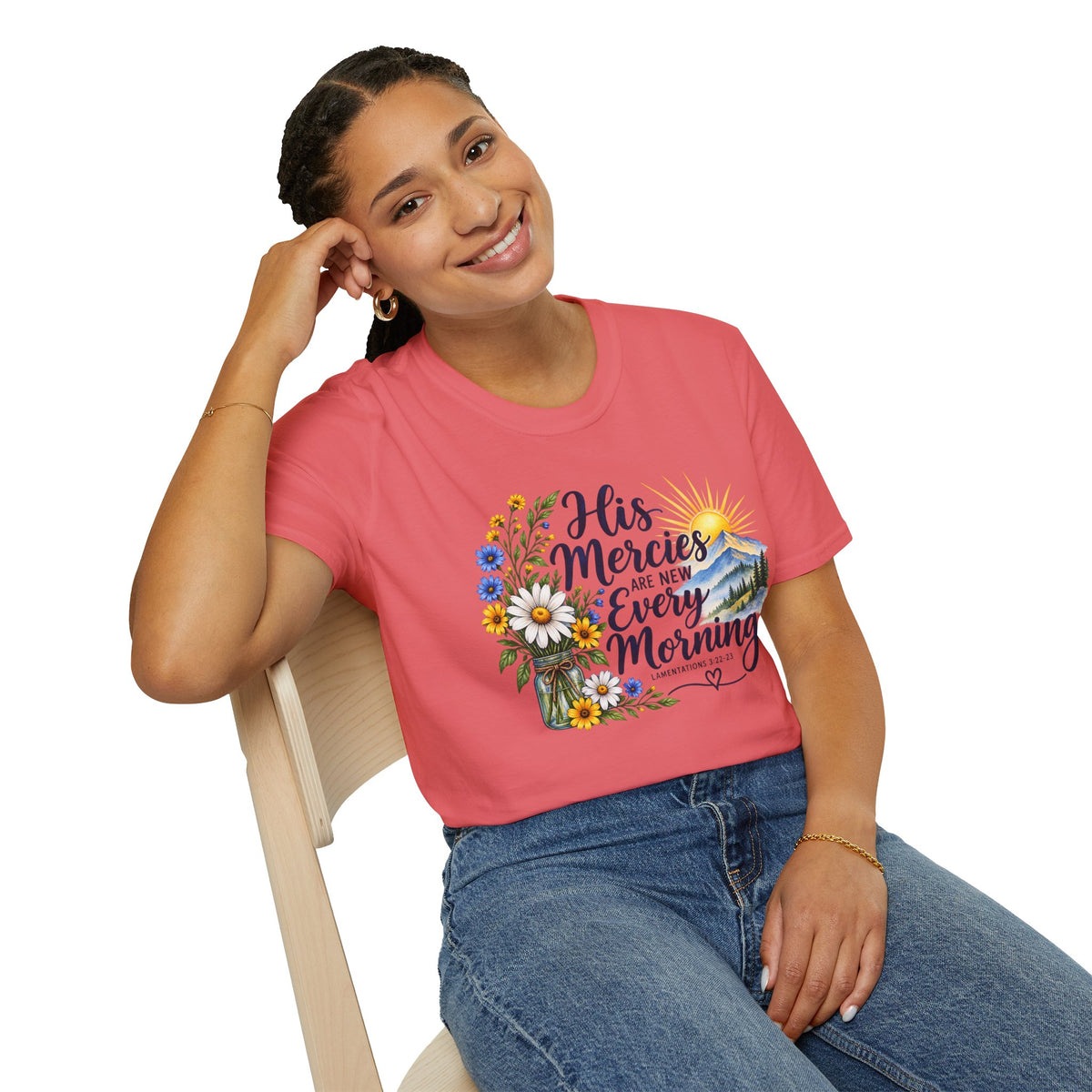 His Mercies Are New Christian T-Shirt | Lamentations 3:22-23
