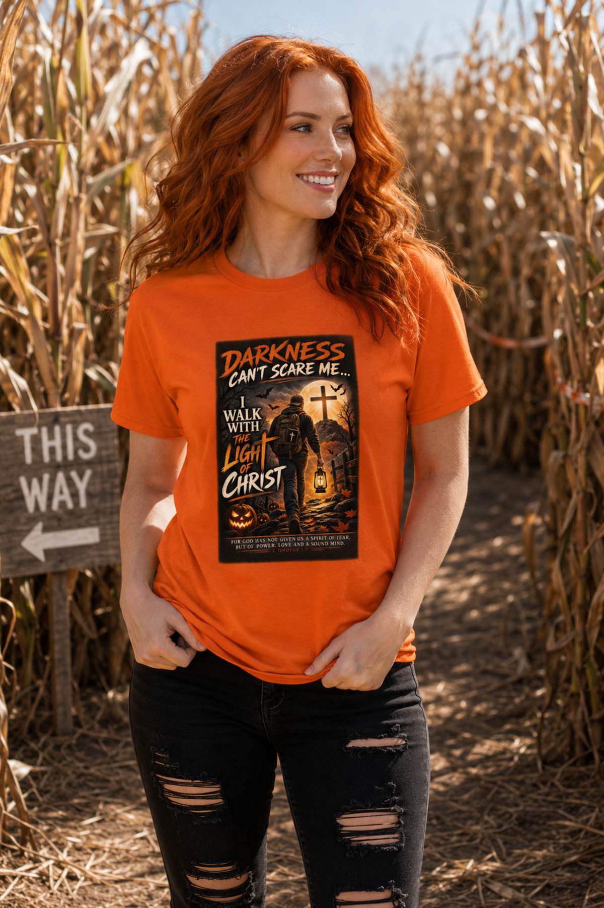 Darkness Can’t Scare Me – Light of Christ Christian Halloween T-Shirt