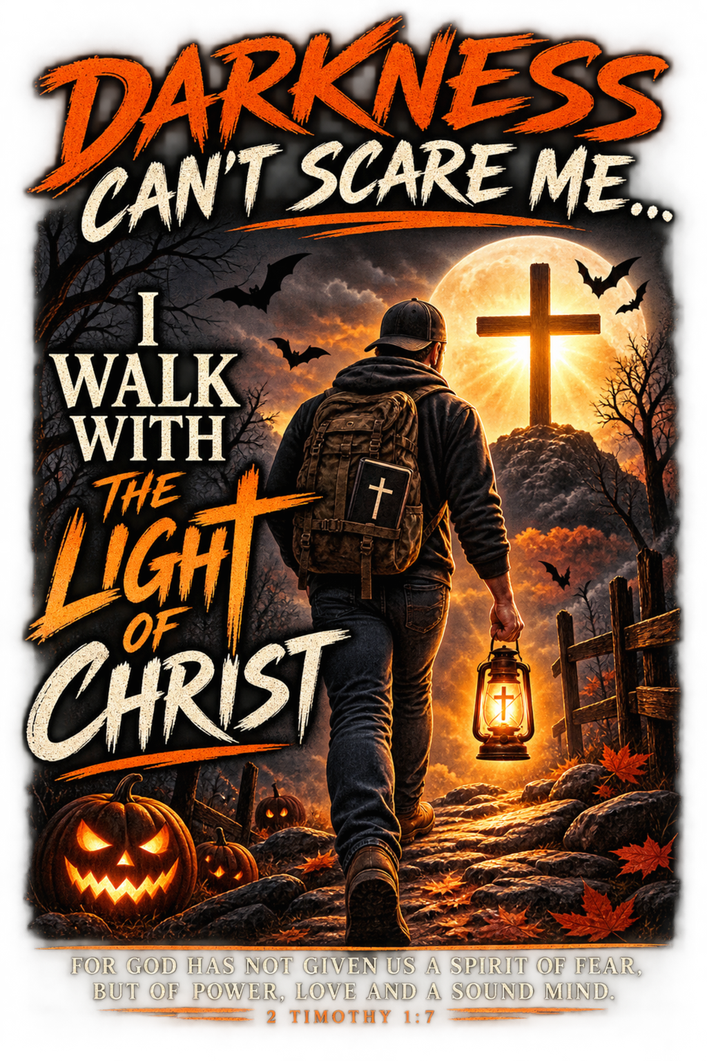 Darkness Can’t Scare Me – Light of Christ Christian Halloween T-Shirt