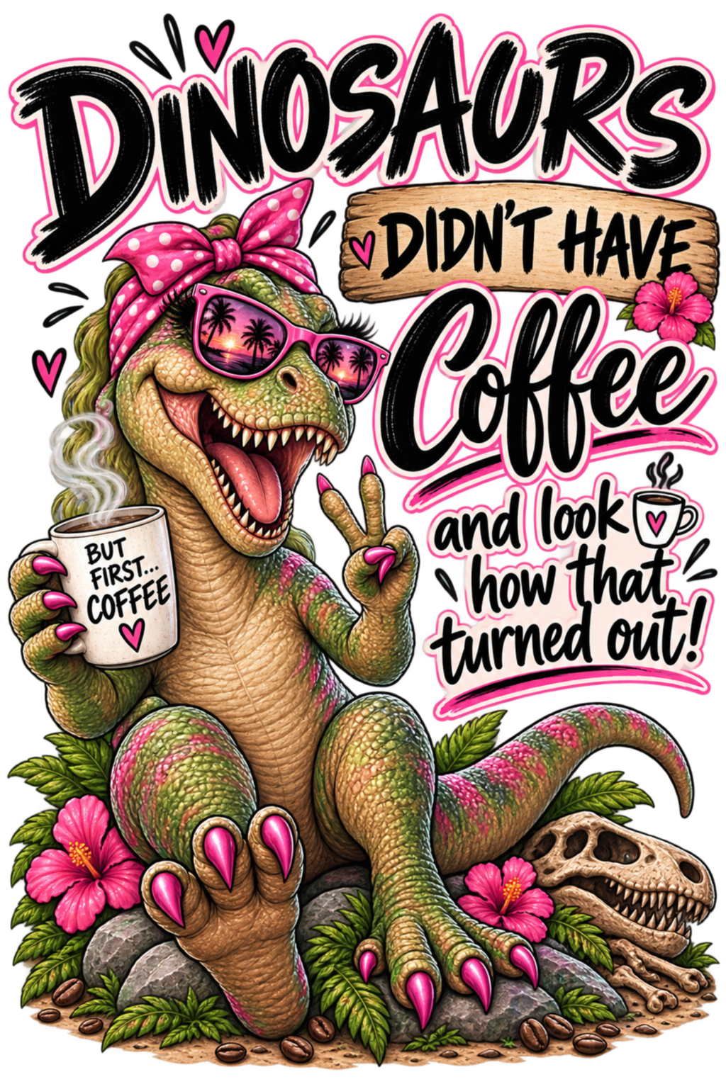 Dinasaurs Didn't Have Coffee - And We See How That Turned Out. T-Shirt