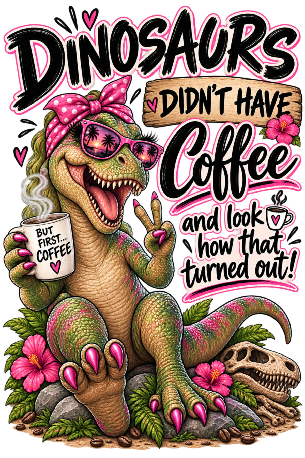 Dinasaurs Didn't Have Coffee - And We See How That Turned Out. T-Shirt
