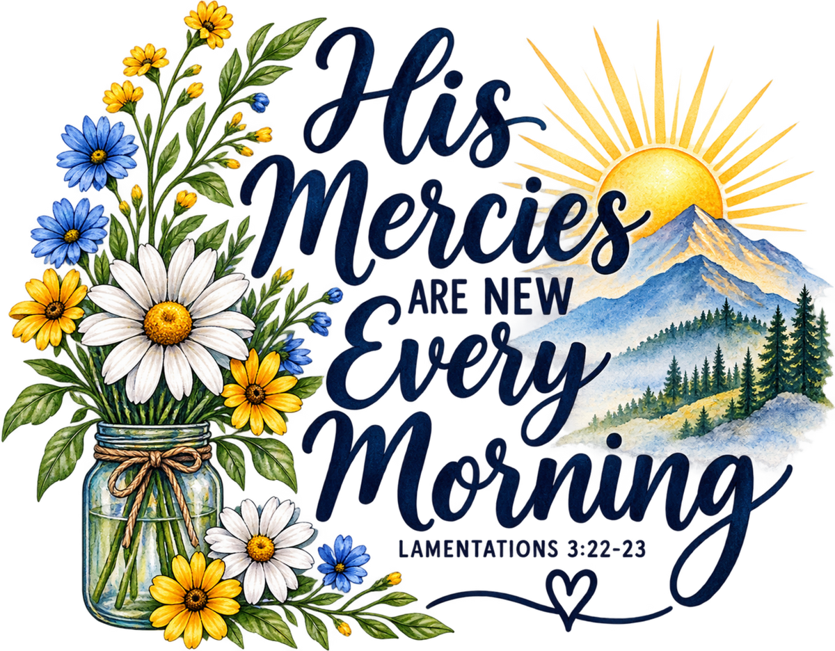 His Mercies Are New Christian T-Shirt | Lamentations 3:22-23