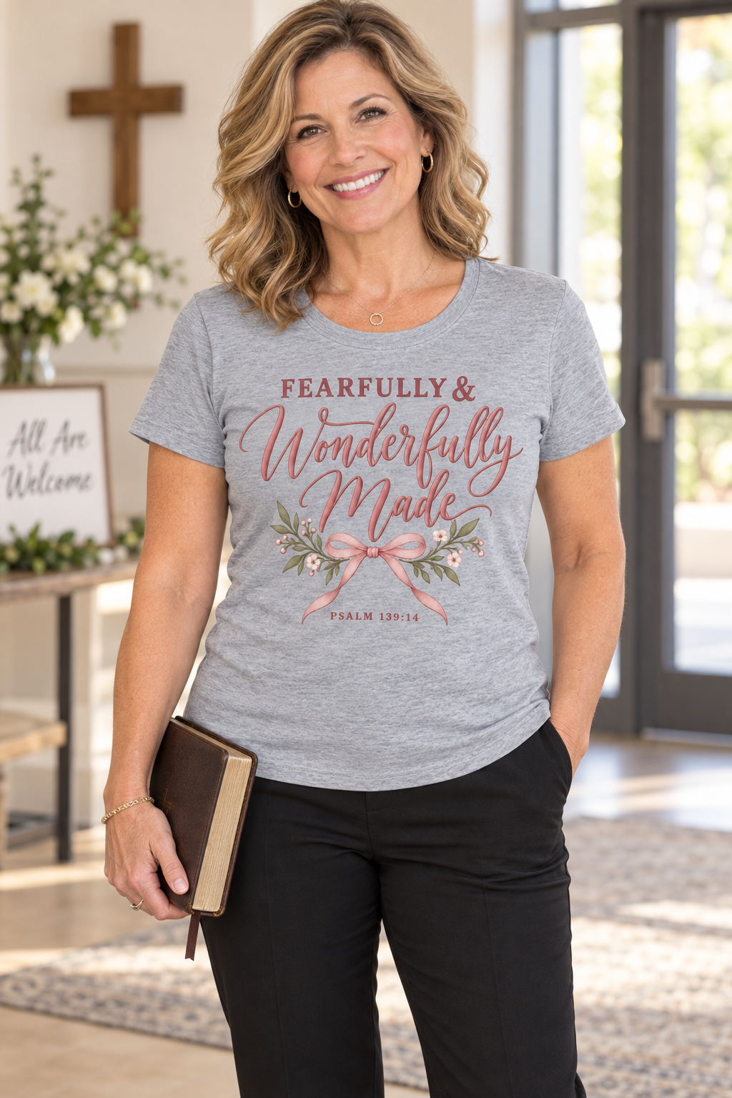 Fearfully and Wonderfully Made Shirt, Woman's Christian T=Shirt Psals 139:14, Faith Tee, Feminine Bible Verse Shirt