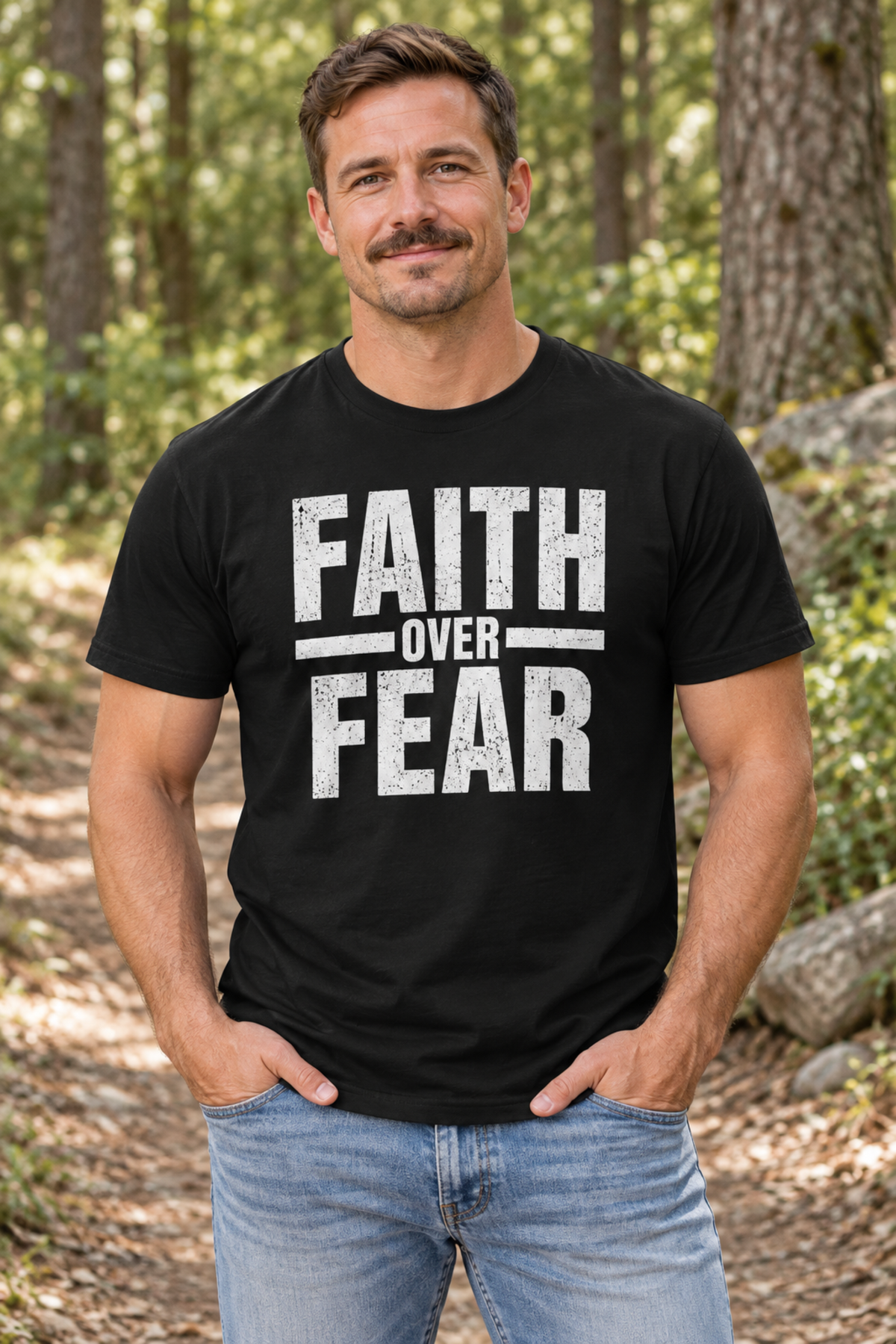 Faith Over Fear Men’s Christian T-Shirt – Inspirational Faith Tee
