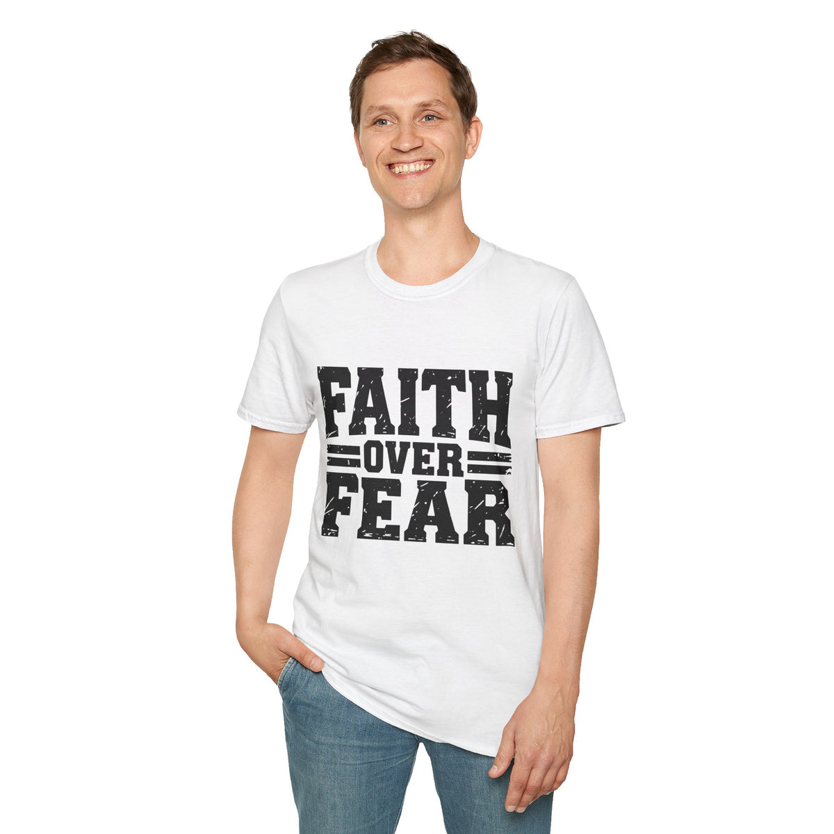 Faith Over Fear Men’s Christian T-Shirt – Inspirational Faith Tee