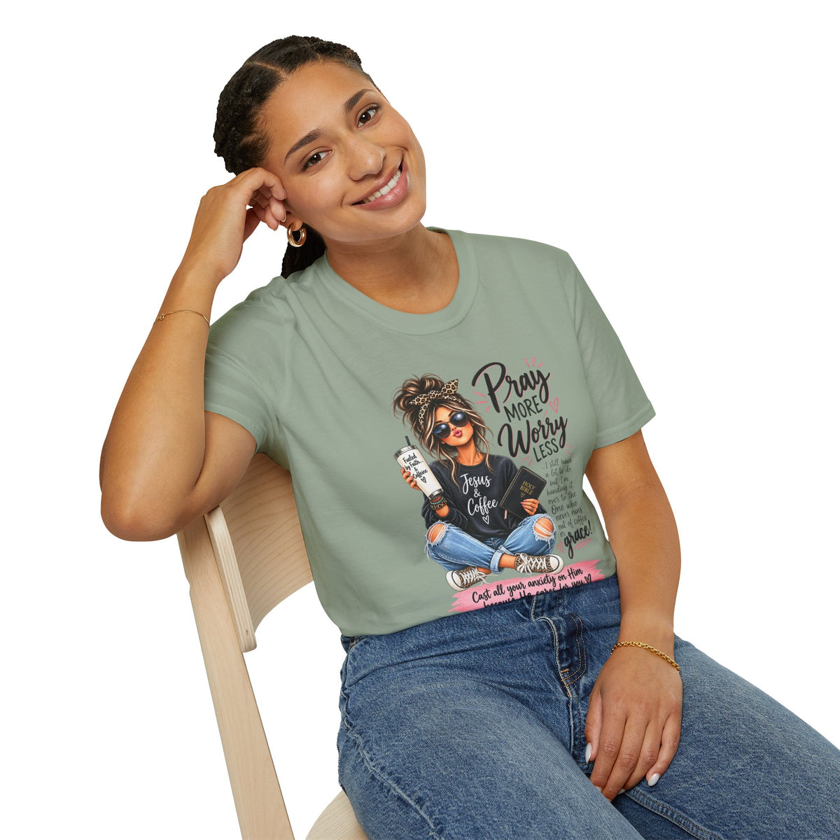 Pray More, Worry Less Christian T-Shirt