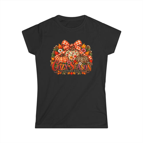 Cozy Season Women's Fall Pumpkin Graphic T-Shirt
