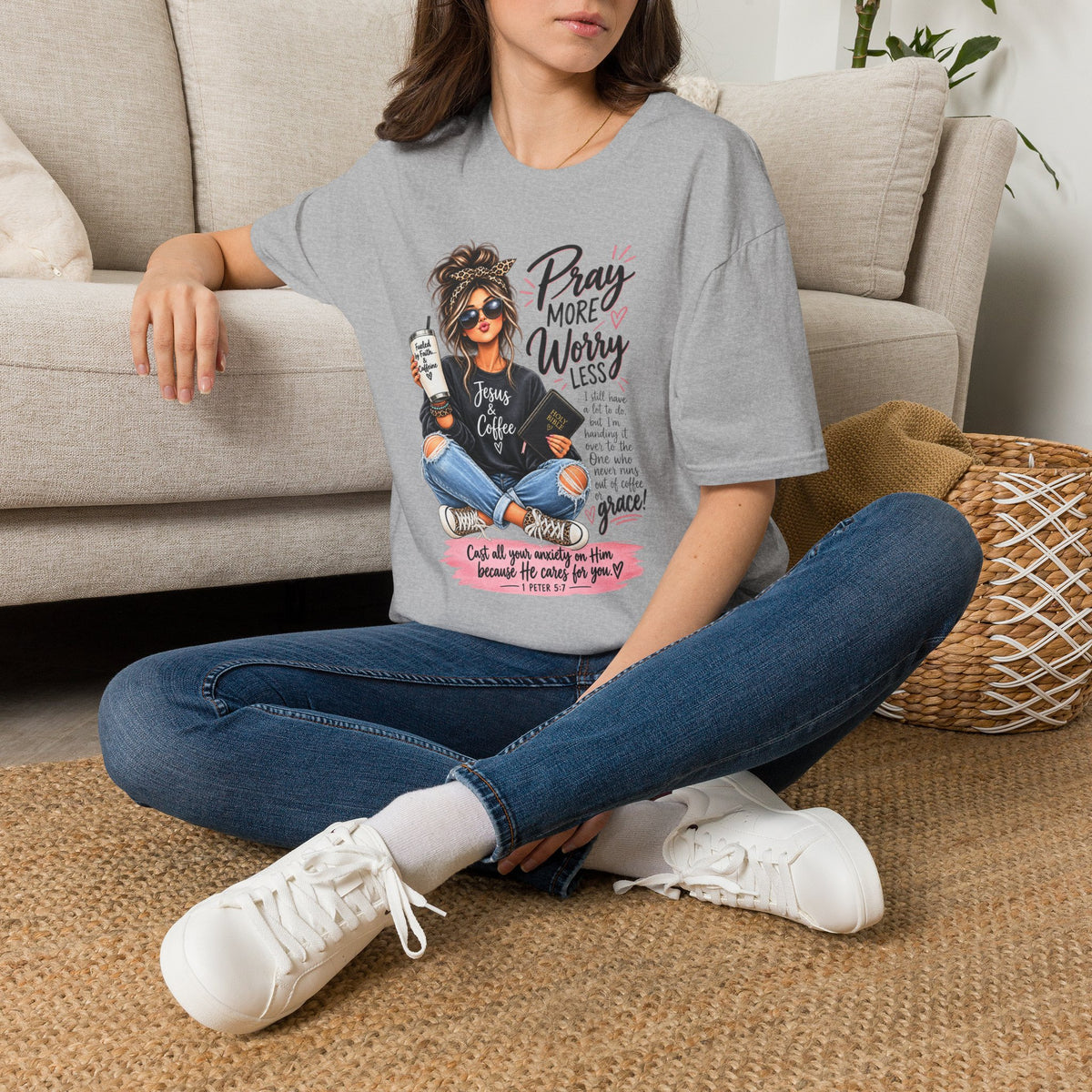 Pray More, Worry Less Christian T-Shirt