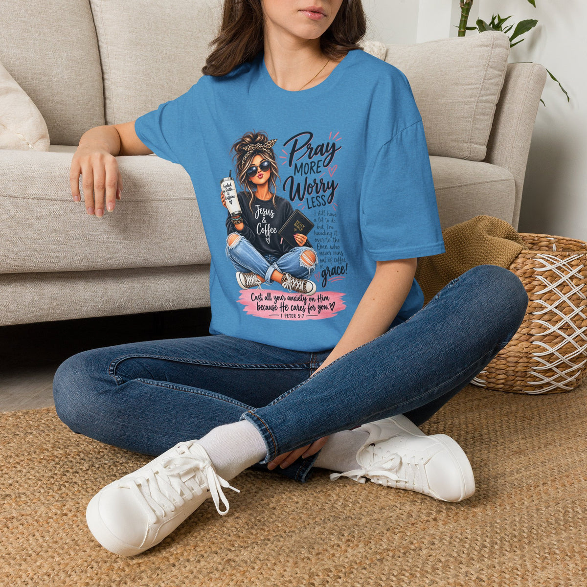 Pray More, Worry Less Christian T-Shirt