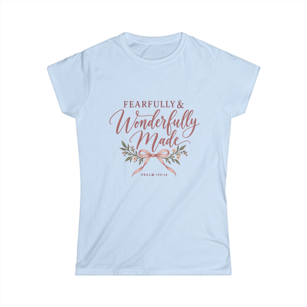 Fearfully and Wonderfully Made Shirt, Woman's Christian T=Shirt Psals 139:14, Faith Tee, Feminine Bible Verse Shirt