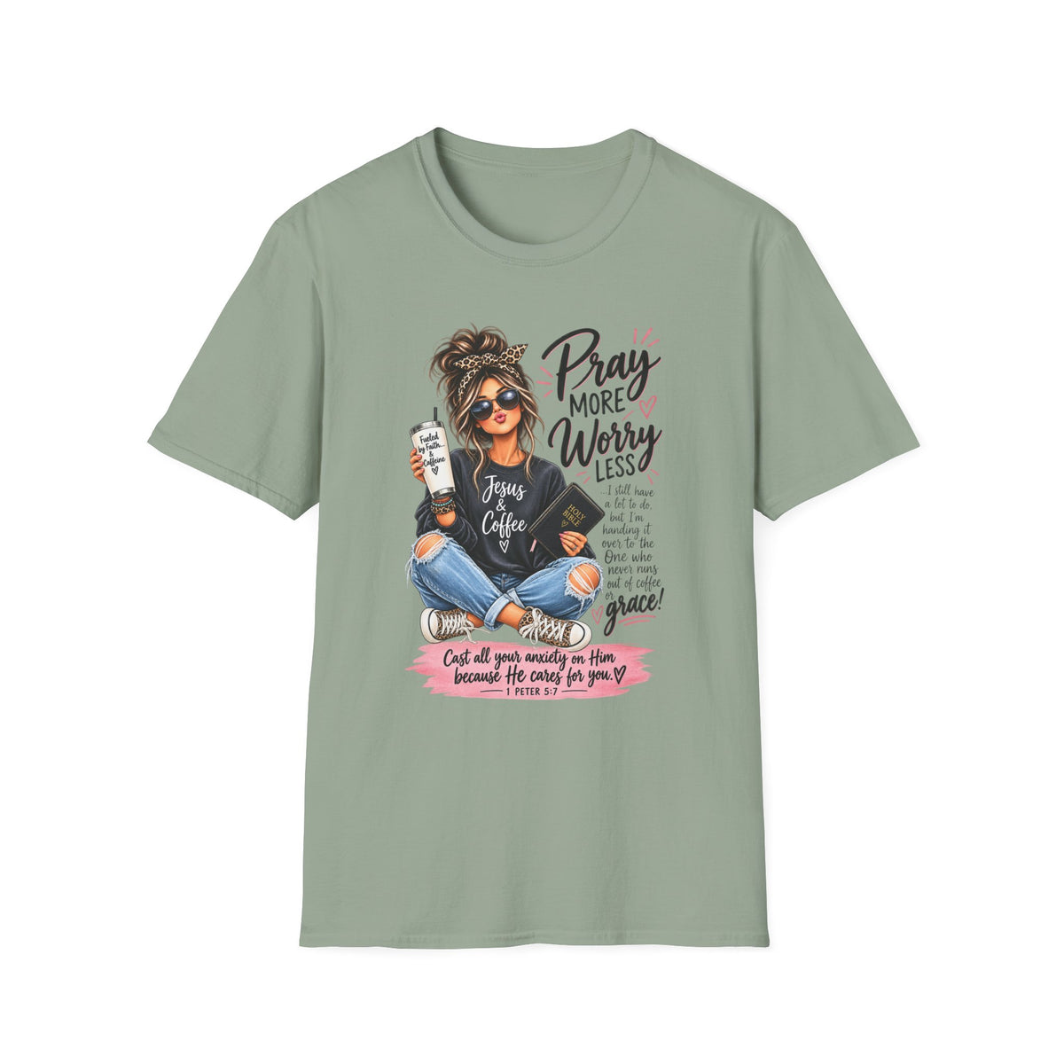 Pray More, Worry Less Christian T-Shirt