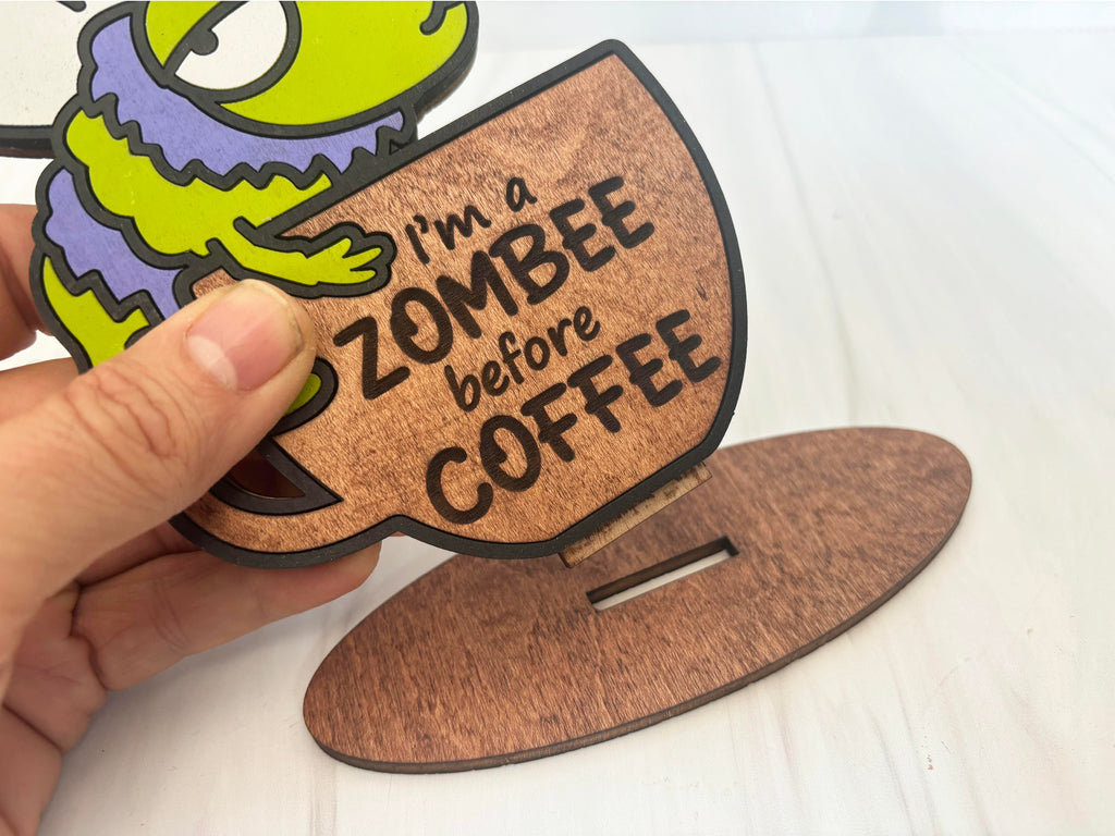I'm a Zombie before coffee Shelf Sitter